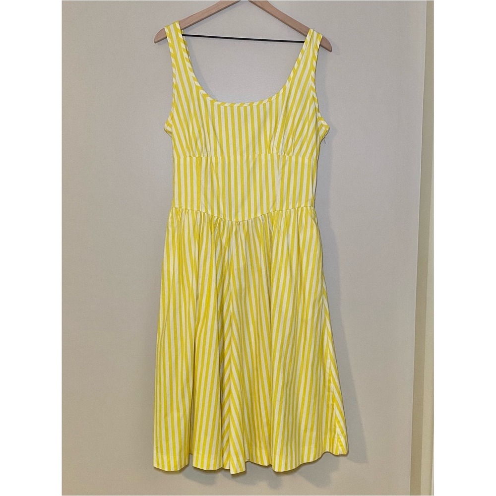 Maeve By Anthropologie Cotton Sleeveless Romper Yellow White Stripes Size‎ 14